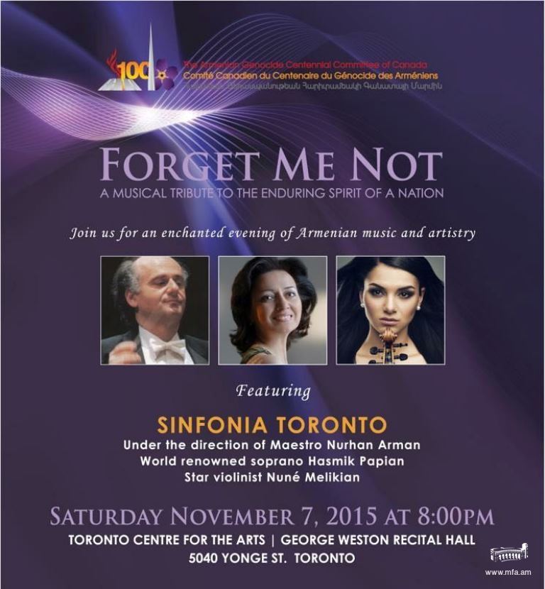 Concert dedicated to the Centennial of the Armenian Genocide in Toronto
