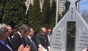 Memorial unveiling ceremony dedicated to the victims of the Armenian Genocide in the city of St. Catharines, Ontario