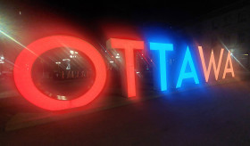 “Ottawa” sign Illumination in the Colors of the Armenian flag